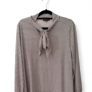 Adrianna Papell Black and White Checkered Blouse